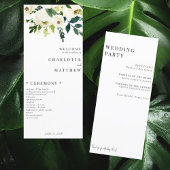 Elegant White Floral Wedding Programme Menu