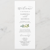 Elegant White Floral Wedding Programme Programmakaart (Voorkant)