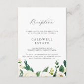 Elegant White Floral Wedding Reception Informatiekaartje (Voorkant)