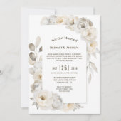 Elegant White Floral Wedding Reception Kaart (Voorkant)