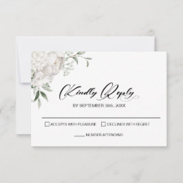 Elegant White Floral Wedding RSVP