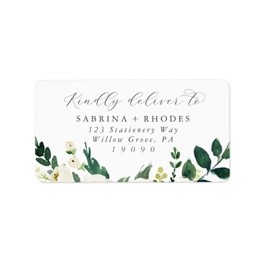 Elegant White Floral Wedding RSVP Adresetiketten Etiket (Voorkant)