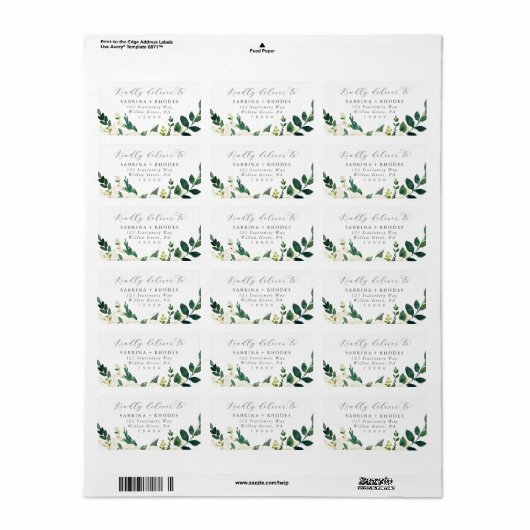 Elegant White Floral Wedding RSVP Adresetiketten Etiket (Full Sheet)