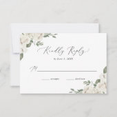 Elegant White Floral Wedding RSVP Kaartje (Voorkant)