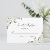 Elegant White Floral Wedding RSVP Kaartje (Staand voorkant)