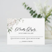Elegant White Floral Wedding RSVP Kaartje (Staand voorkant)