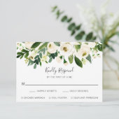 Elegant White Floral Wedding RSVP Kaartje (Staand voorkant)