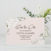 Elegant White Floral Wedding Save The Date (Staand voorkant)
