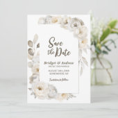 Elegant White Floral Wedding Save The Date (Staand voorkant)