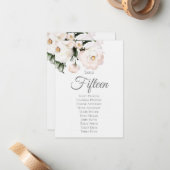Elegant White Floral Wedding Table Assignatie Kaar Notitiekaartje (Voorkant / Achterkant in situ)