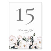 Elegant White Floral Wedding Table Number Kaart (Voorkant)