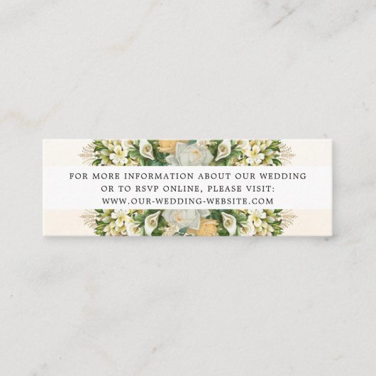 Elegant White Floral Wedding Website RSVP Card Mini Visitekaartje (Voorkant)