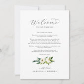 Elegant White Floral Welcome Letter & Itinerary (Voorkant)