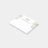 Elegant White Floral Wildflower Classic Monogram Post-it® Notes (Schuin)