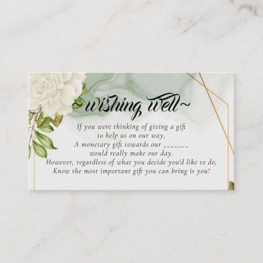 Elegant White Floral Wishing Well for Wedding Informatiekaartje (Voorkant)