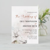 Elegant White Florals Waterverf QR Code Weddenscha Folie Uitnodiging (Staand Voorkant)