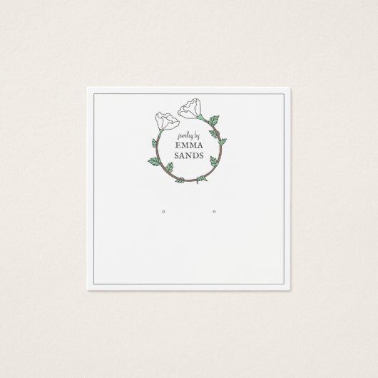 Elegant White Flower Earring Jewels Display Card Vierkante Visitekaartjes (Voorkant)