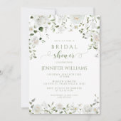 Elegant White Flower Lush Greenery Bridal Shower Kaart (Voorkant)