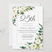 Elegant White Flowers 25th Wedding Jubileum Kaart (Voorkant)