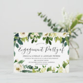 Elegant White Flowers Beauful Engagement Party Kaart (Staand voorkant)