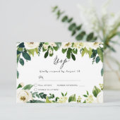 Elegant White Flowers Beauful Spring Wedding RSVP Kaartje (Staand voorkant)