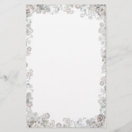 Elegant White Flowers Briefpapier