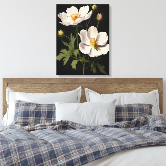 Elegant White Flowers Canvas Afdruk (Insitu (Slaapkamer))