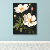 Elegant White Flowers Canvas Afdruk (Insitu (Houten vloer))