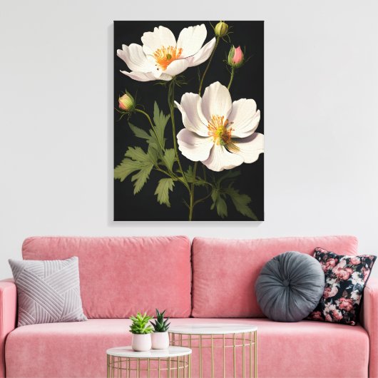 Elegant White Flowers Canvas Afdruk (Insitu (Woonkamer))