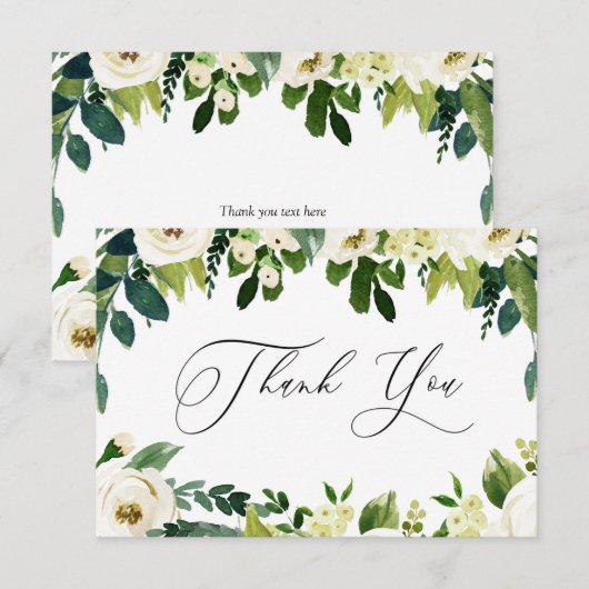 Elegant White Flowers Elegant Bedankkaart (Voorkant / Achterkant)