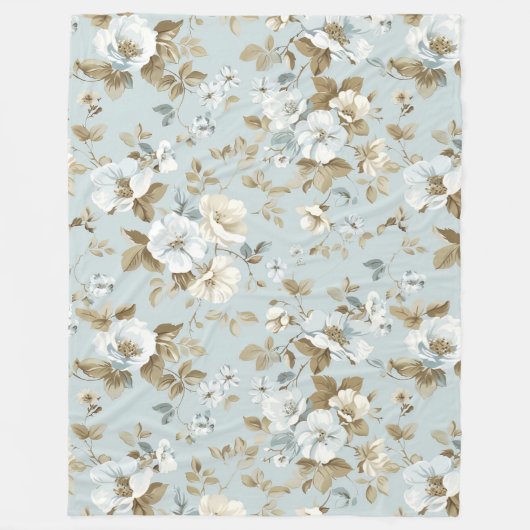 Elegant White Flowers Fleece Deken (Voorkant)