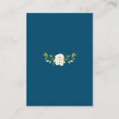 Elegant White Flowers Gold Blue Weddenschap - Gege Informatiekaartje (Achterkant)