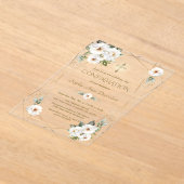Elegant White Flowers Gold Cross Confirmation Acryl Uitnodigingen (Laagn)