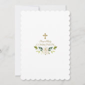 Elegant White Flowers Gold First Heilige Communie Kaart (Achterkant)