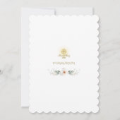 Elegant White Flowers Gold First Heilige Communie Kaart (Achterkant)