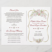 Elegant White Flowers Gold Lijst Wedding Program (Voorkant)