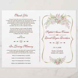 Elegant White Flowers Gold Lijst Wedding Program