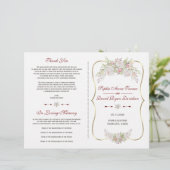 Elegant White Flowers Gold Lijst Wedding Program (Staand voorkant)