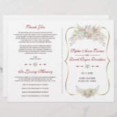 Elegant White Flowers Gold Lijst Wedding Program (Voorkant / Achterkant)