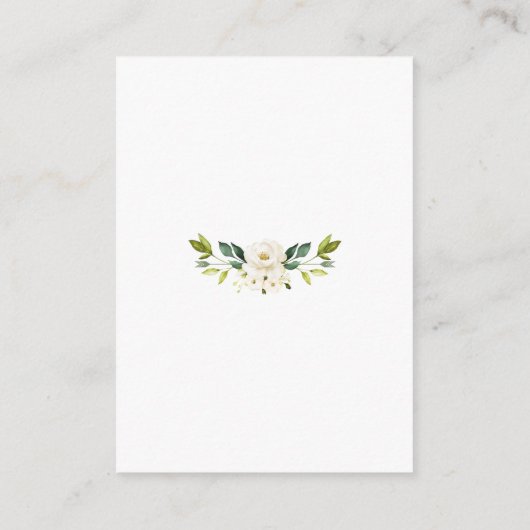 Elegant White Flowers Gold Navy Wedding Details Informatiekaartje (Achterkant)