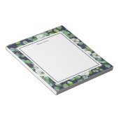 Elegant White Flowers Greenery Name Notitieblok (Schuin)