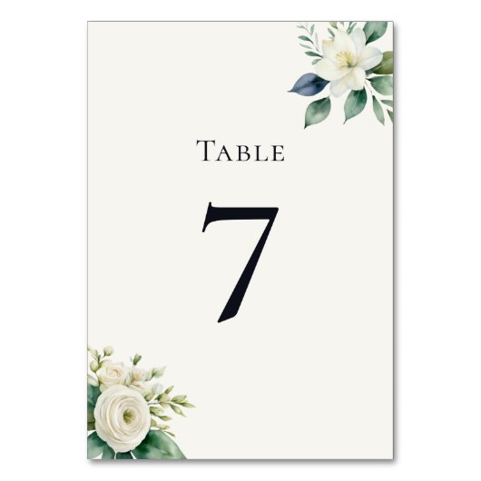 Elegant White Flowers & Greenery Wedding Reception Kaart (Voorkant)