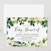 Elegant White Flowers Mooi Baby shower Kaart (Voorkant / Achterkant)