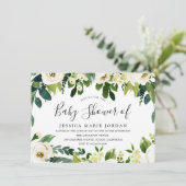 Elegant White Flowers Mooi Baby shower Kaart (Staand voorkant)