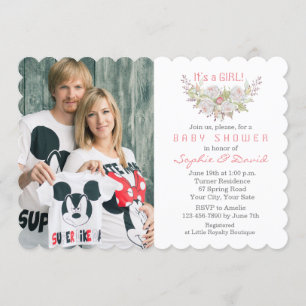 Elegant White Flowers Photo Baby shower Kaart