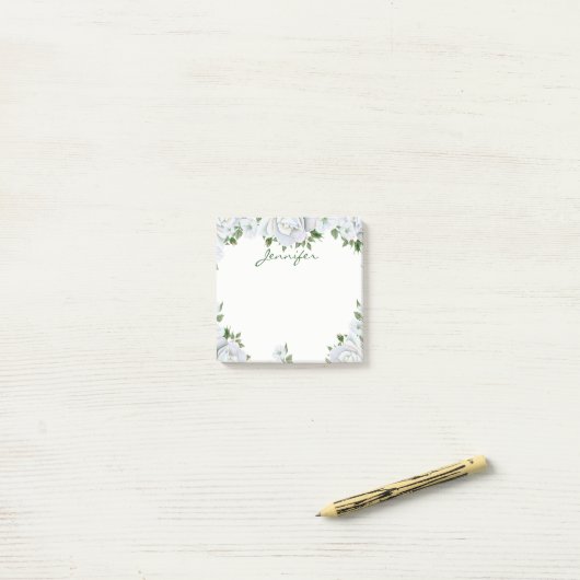 Elegant White Flowers Post-it® Notes (Op bureau)