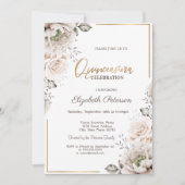 Elegant White Flowers Quinceañera Kaart (Voorkant)