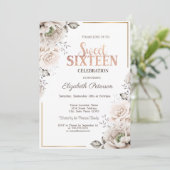 Elegant White Flowers Sweet 16 Kaart (Staand voorkant)