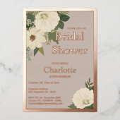 Elegant White Flowers Vrijgezellenfeest Neutraal e Folie Uitnodiging (Voorkant)