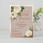 Elegant White Flowers Vrijgezellenfeest Neutraal e Folie Uitnodiging (Staand Voorkant)